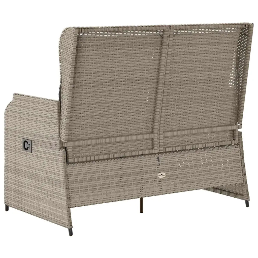 Panca Reclinabile Giardino con Cuscini-Sgabello-Sedia da esterno Grigio Chiaro Polyrattan 373040