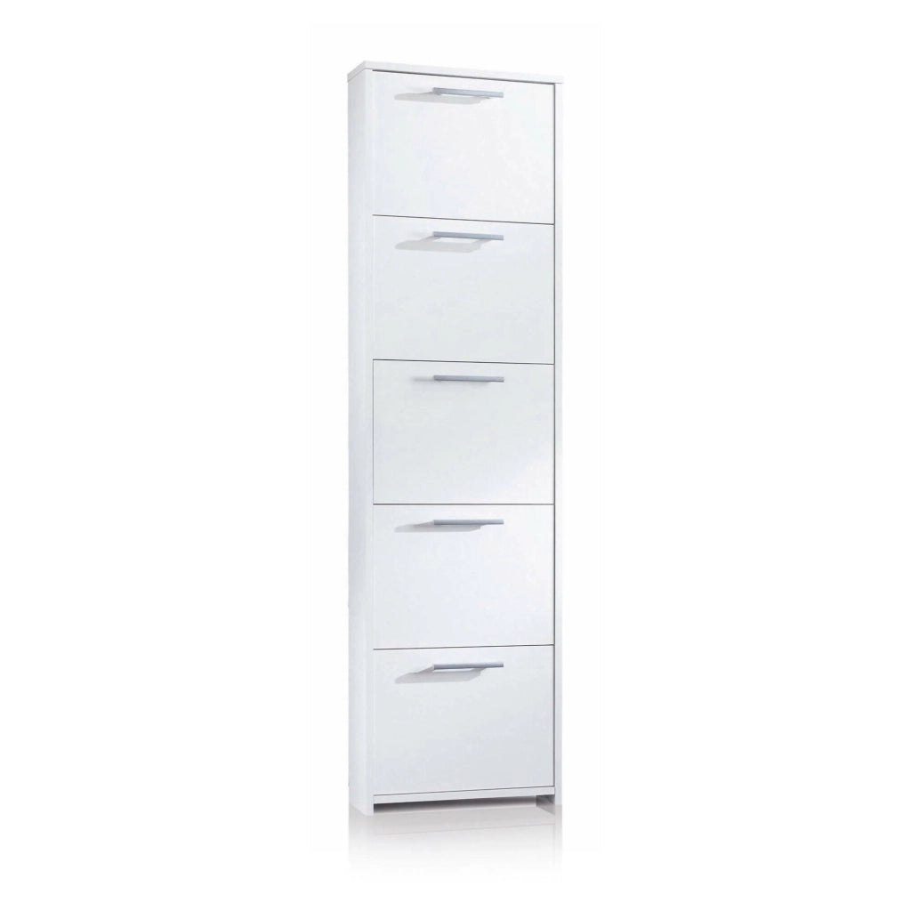 Mobile Portascarpe Asclepio, Scarpiera 10 Paia Made in Italy, 50x18x178h cm Bianco