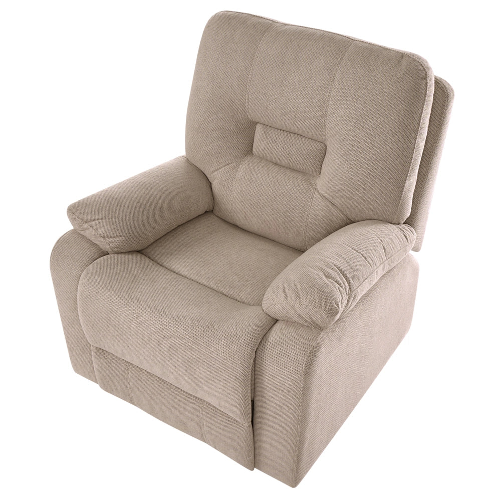 Set da salotto poltrona a 2 posti tortora beige reclinabile con schienale e poggiapiedi regolabili manualmente