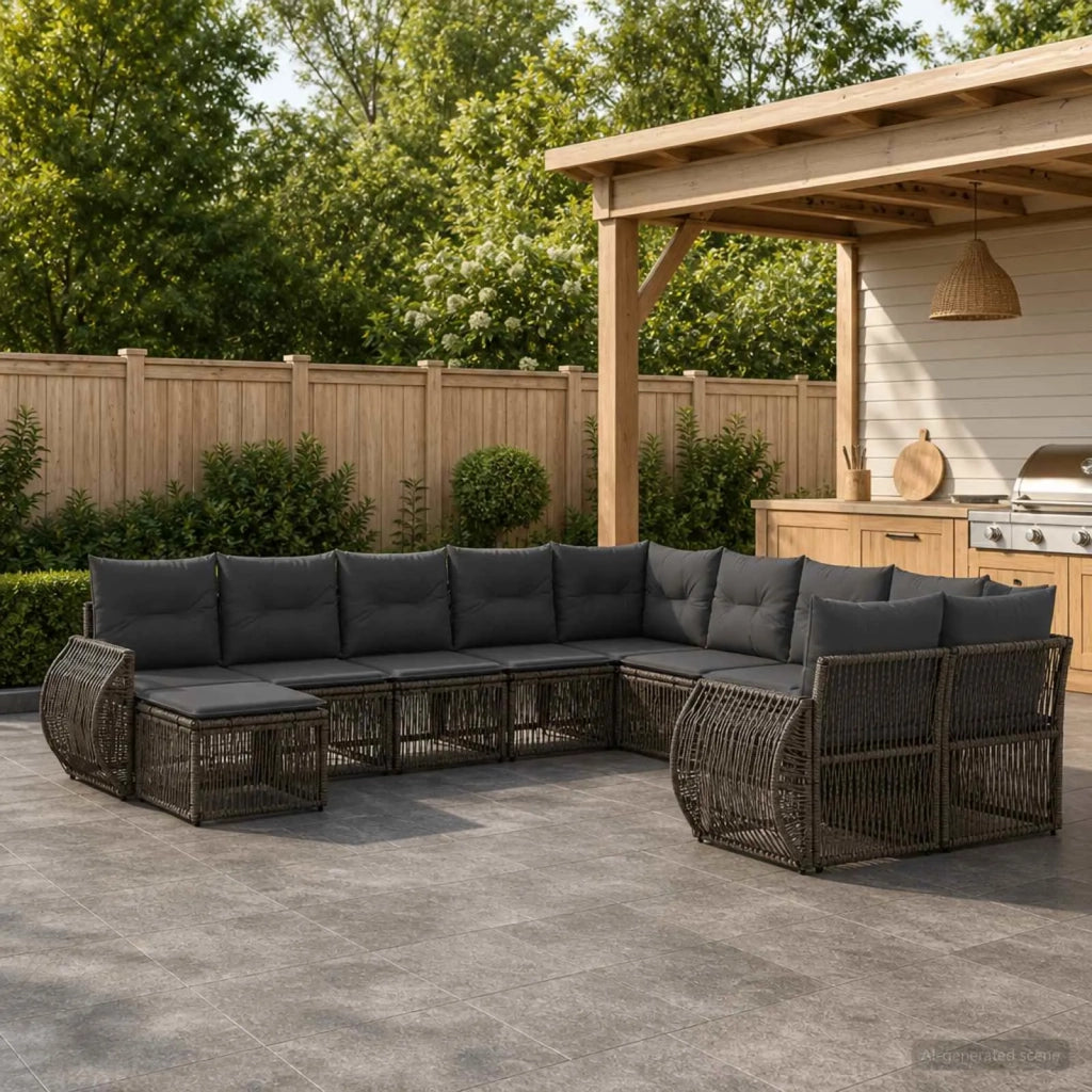 Set Divano da Giardino 11 pz Grigio polyrattan 3435617