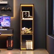Vetrina 30x30x90 cm con LED e ripiani regolabili in MDF; alluminio e vetro temperato nera