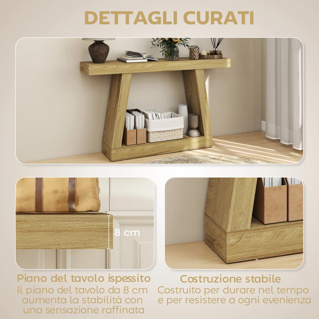 Tavolo consolle allungabile 140 cm ¨C Xylo ¨C rovere con contenitore retro divano