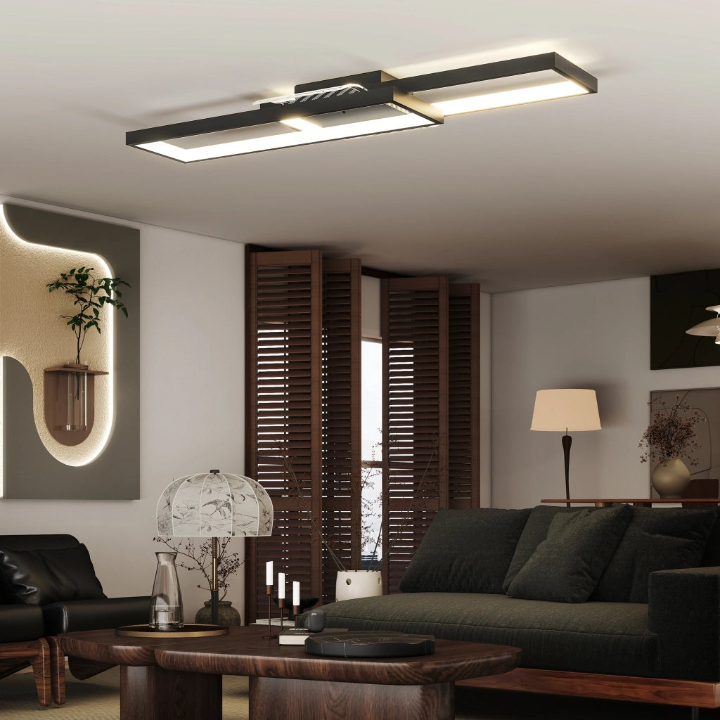 Lampada LED Soffitto Dimmerabile con Telecomando ¨C Minimal ¨C Nero 70x30 cm