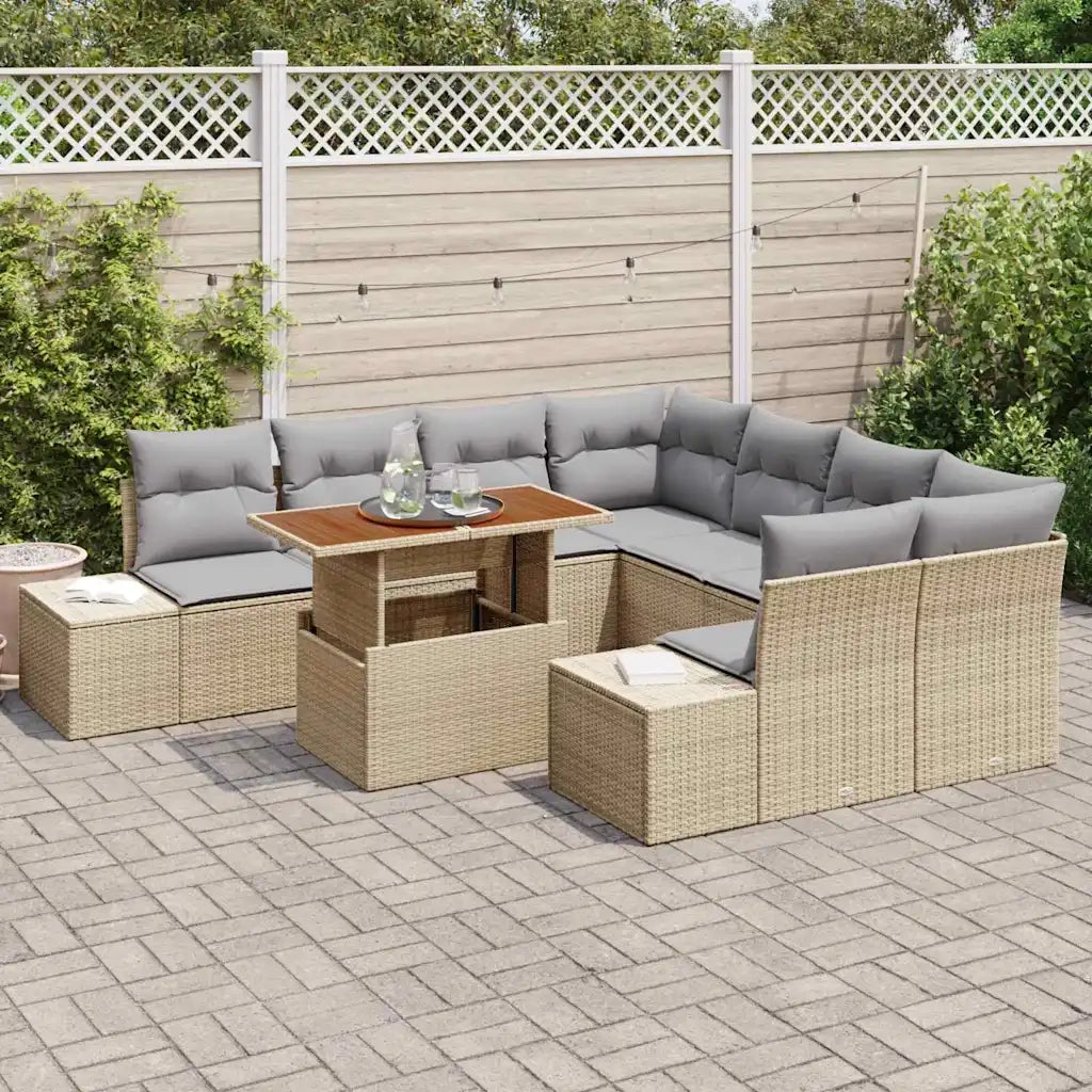 Set da Pranzo per Giardino con cuscino 9 pcs Beige e grigio 3349944