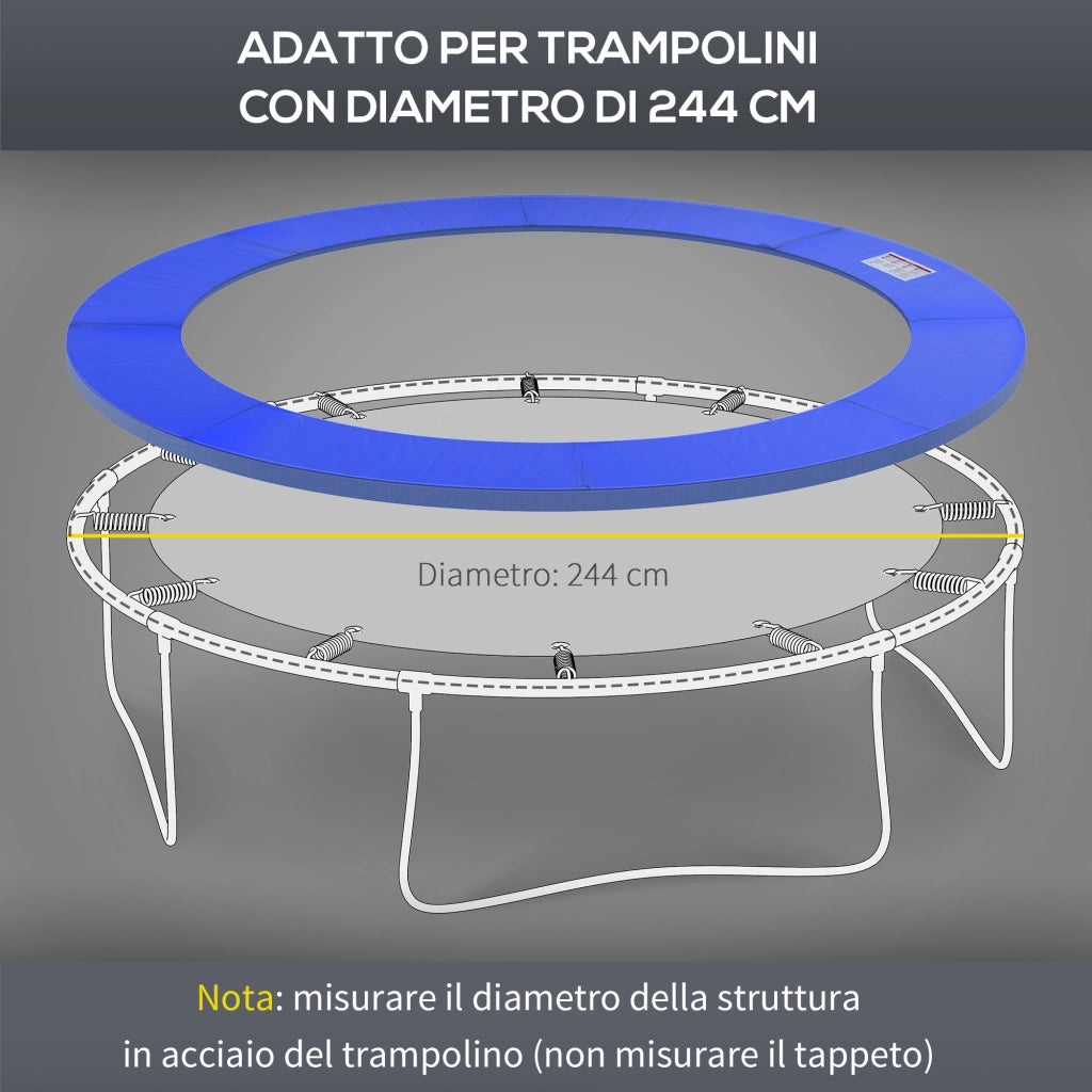 Copertura Tappeto Elastico Giardino Imbottita ¨C Zephmum ¨C Blu ?244cm