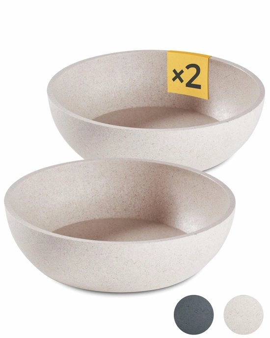 Bacchetto per cibo e acqua per cani - 2 x 1L - Beige - Resistente lavastoviglie - 17,5 cm di diametro - Per cani grandi