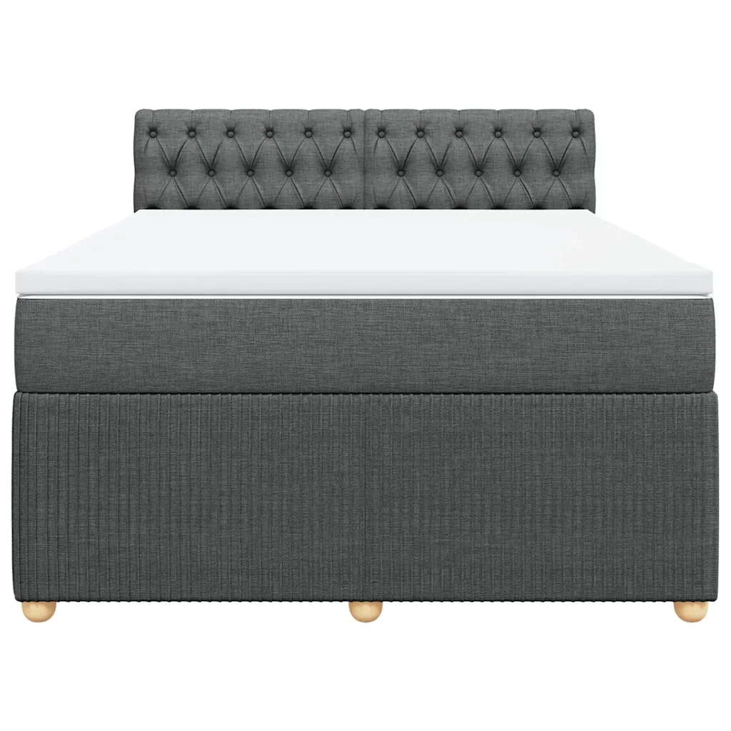 Giroletto a Molle con Materasso Grigio Scuro 140x190 cm Tessuto
