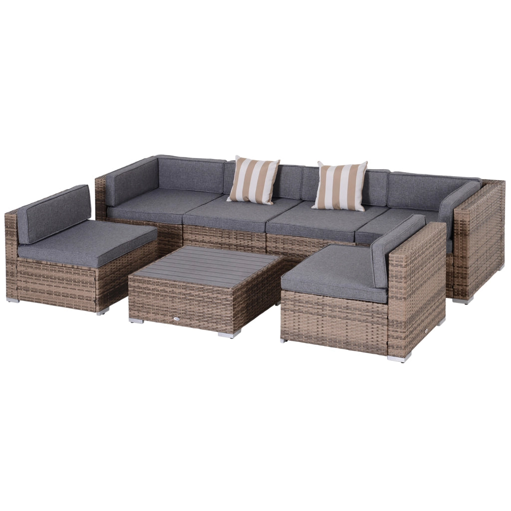 Set Giardino 7 Pezzi con Divano Modulabile e Tavolino in Rattan ¨C Minimal ¨C Grigio