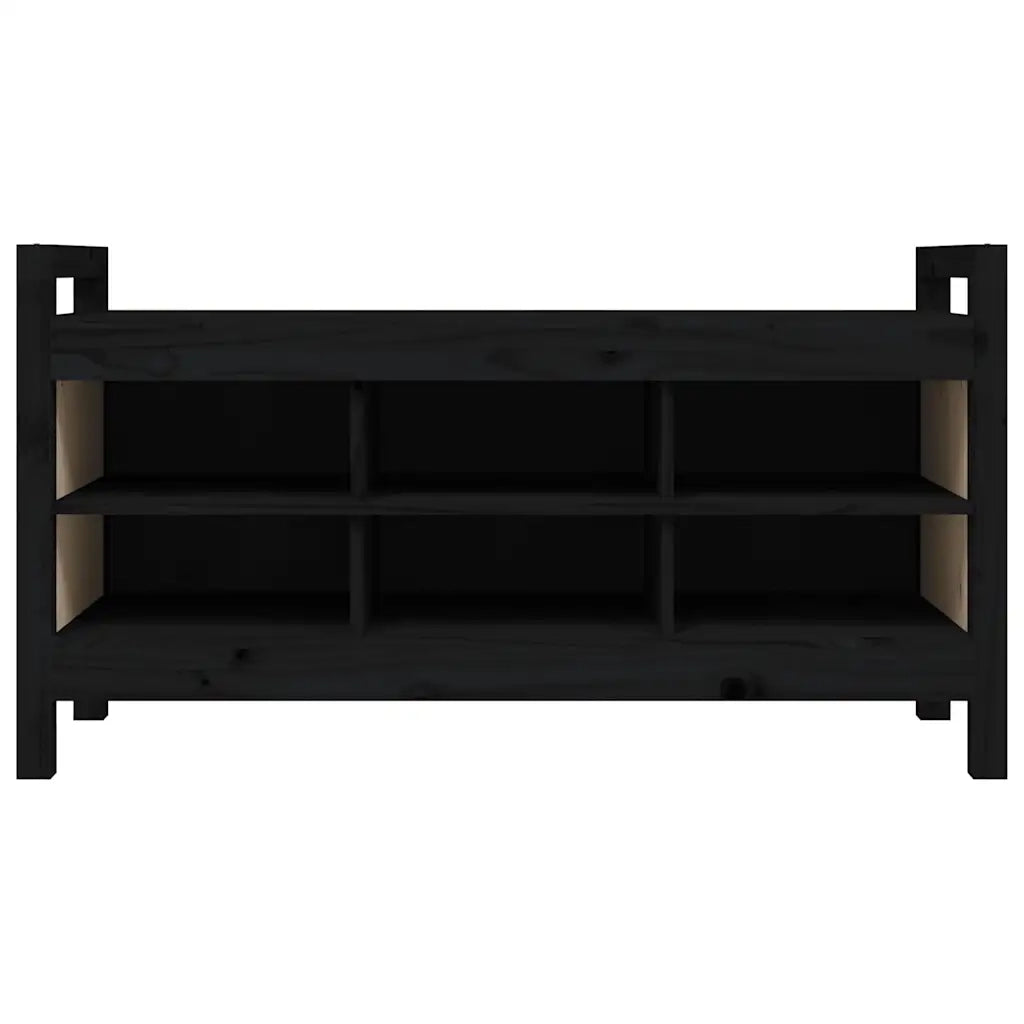 Panca da Ingresso Nero 110x40x60 cm in Legno Massello di Pino 821793