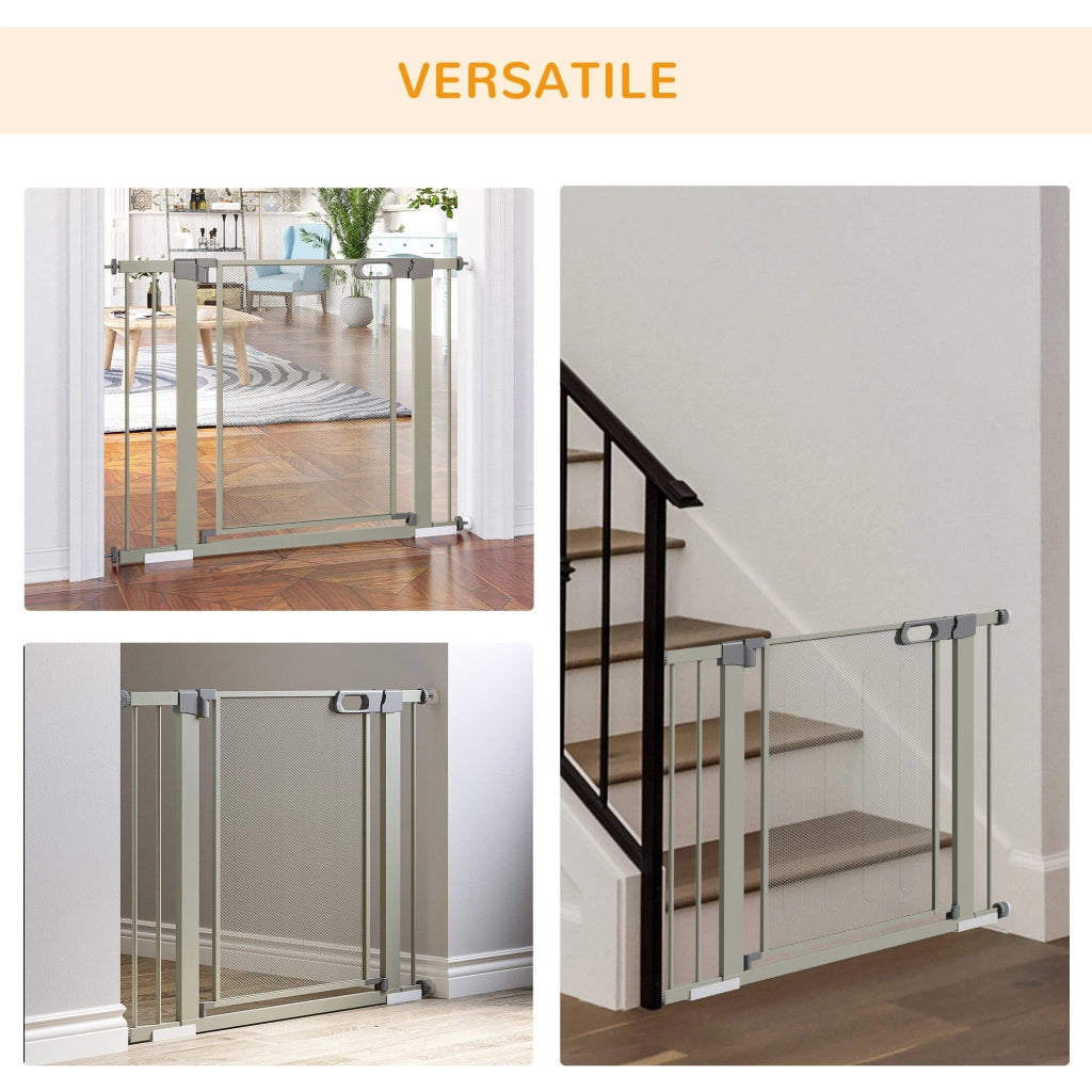 Cancelletto di Sicurezza per Cani Estensibile con Chiusura Automatica 75-103x76 cm Grigio