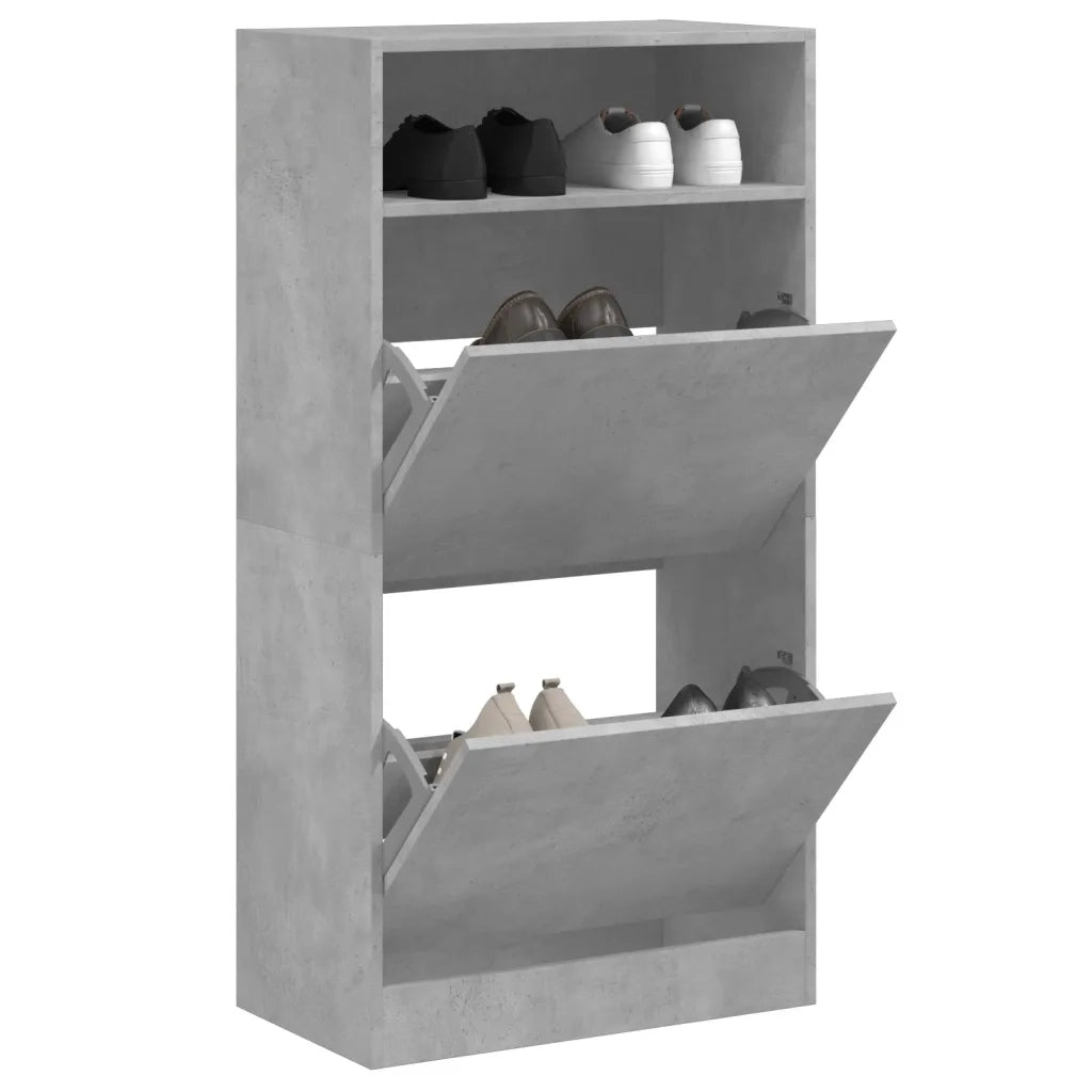 Scarpiera Grigio Cemento 60x34x116 cm in Legno Multistrato 840018