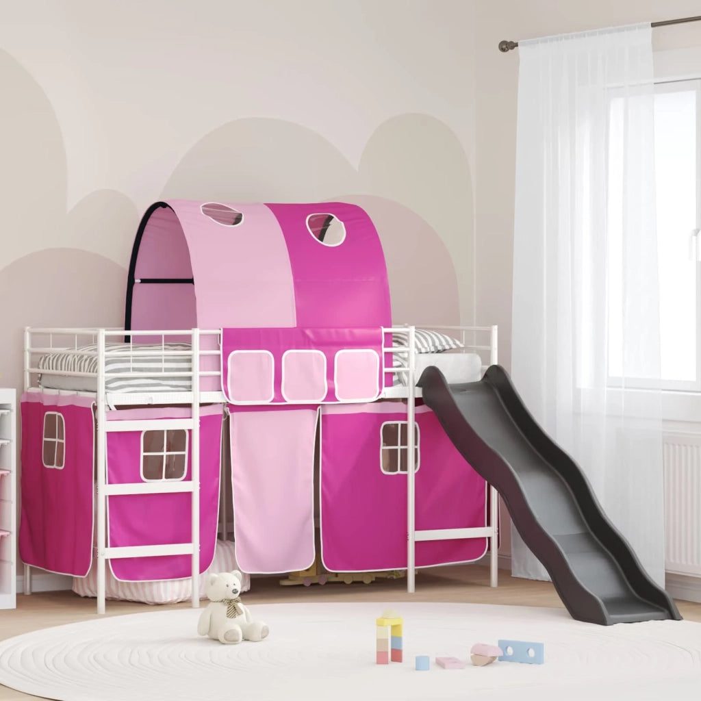 Struttura del letto loft per Bambini | Letto Infantile | Lettino Bianco e Rosa 75 x 190 cm