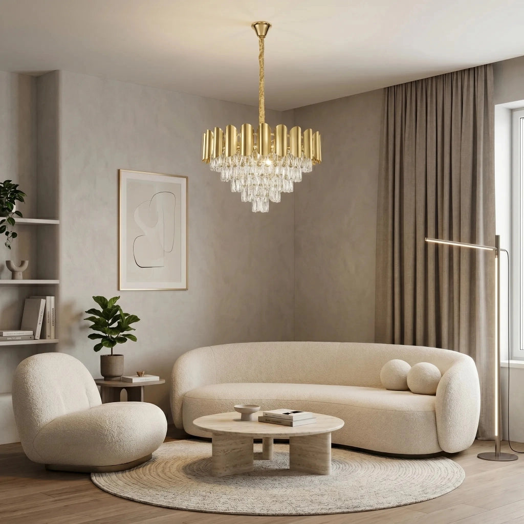 Lampada A Sospensione In Cristallo Swe100-cp 60cm Gold
