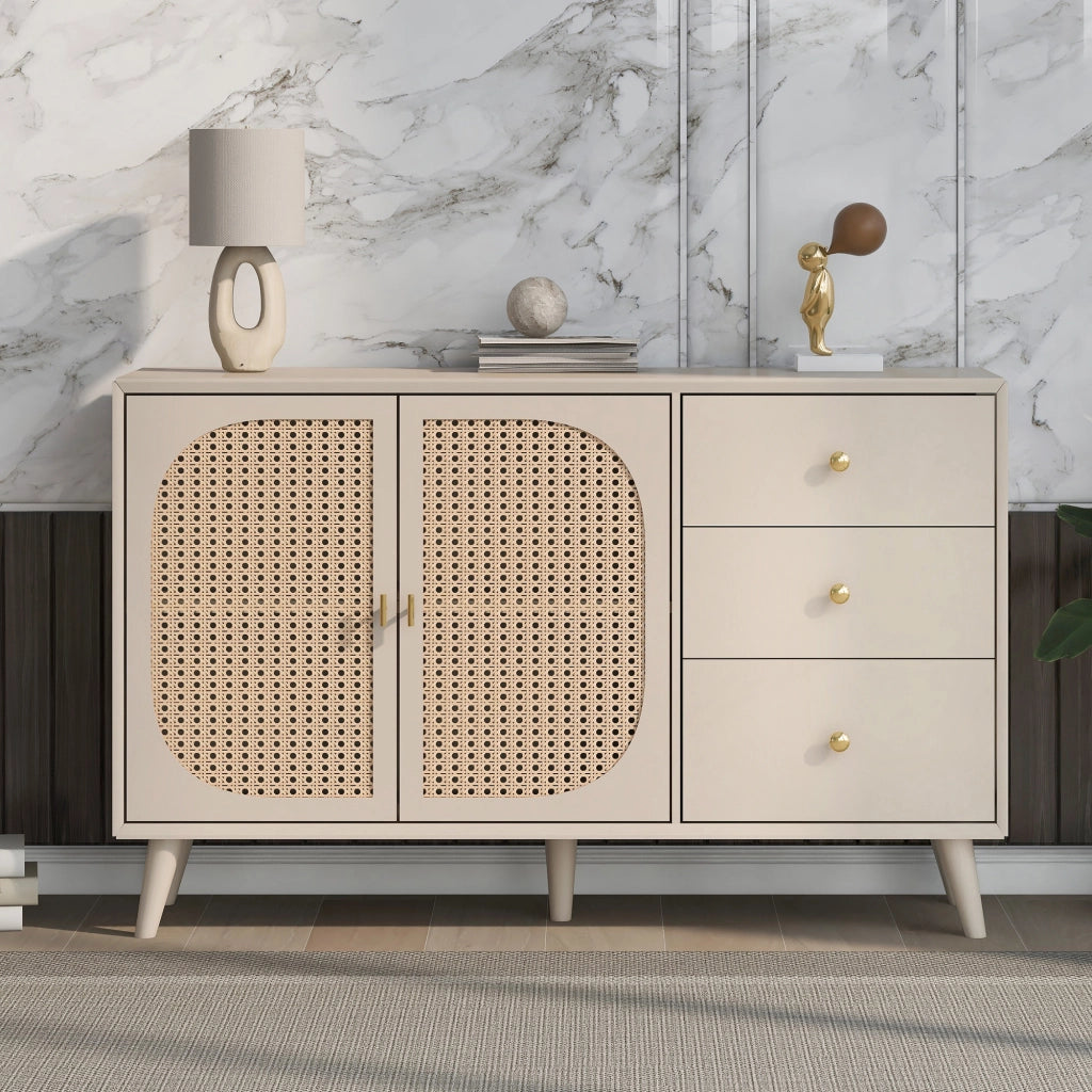 Sideboard/Kommode moderna Off White 120 x 82,5 x 40 cm con 2 ante e 3 cassetti