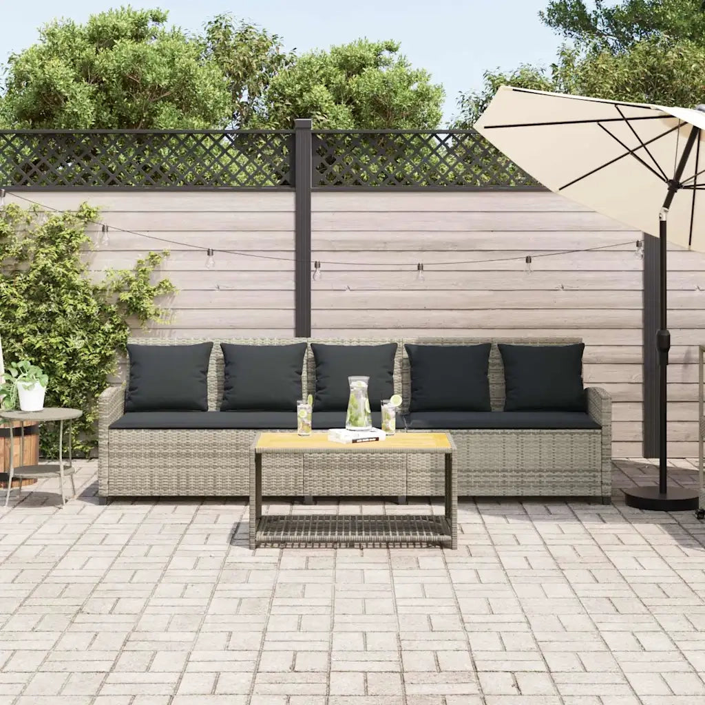 Divano da Giardino con Cuscini 5 Posti-Sofa da Giardino-Divano da esterno Grigio Chiaro Polyrattan