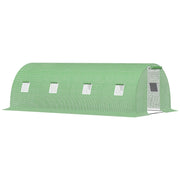 Serra a tunnel in polietilene, 6 x 3 m, con 8 finestre, protezione antigelo, struttura in tubi d'acciaio, colore verde scuro.