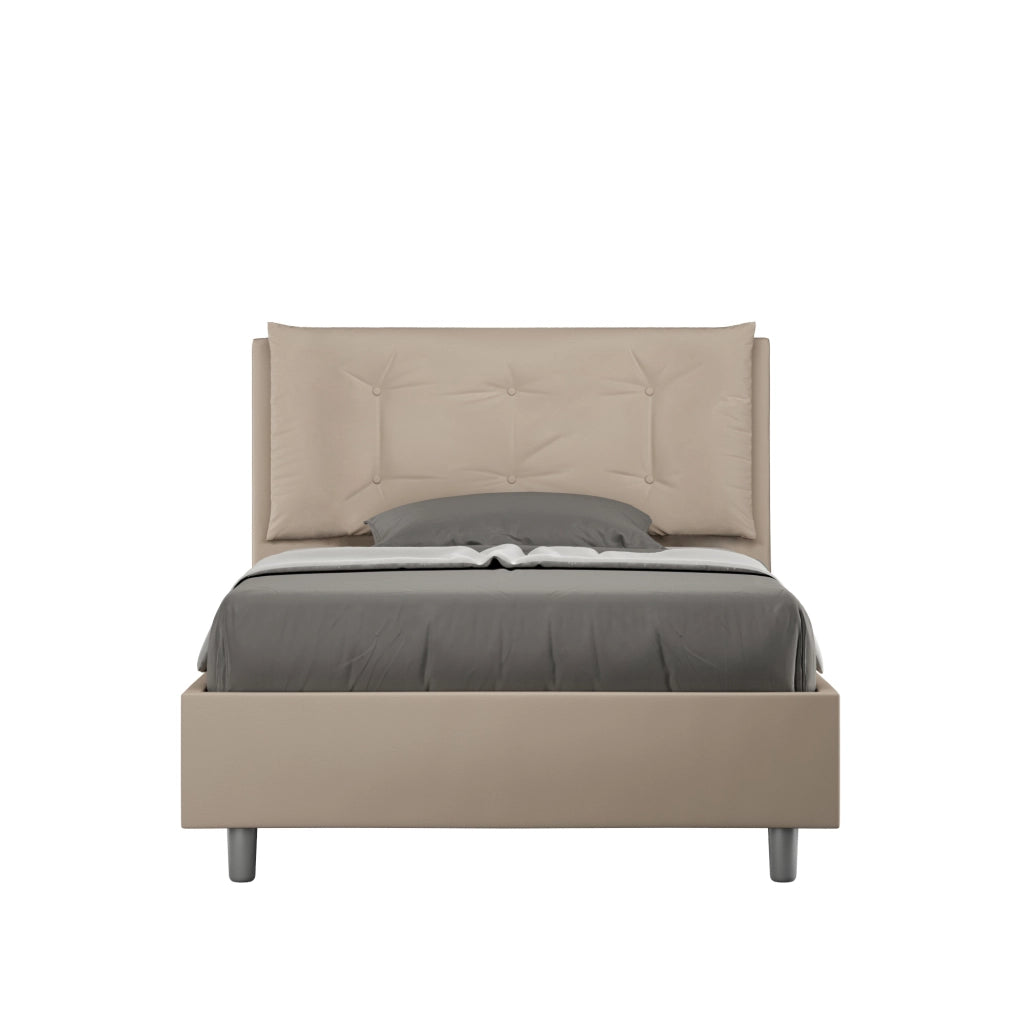 BS COM Letto una piazza e mezza contenitore imbottito 120x200 similpelle tortora
