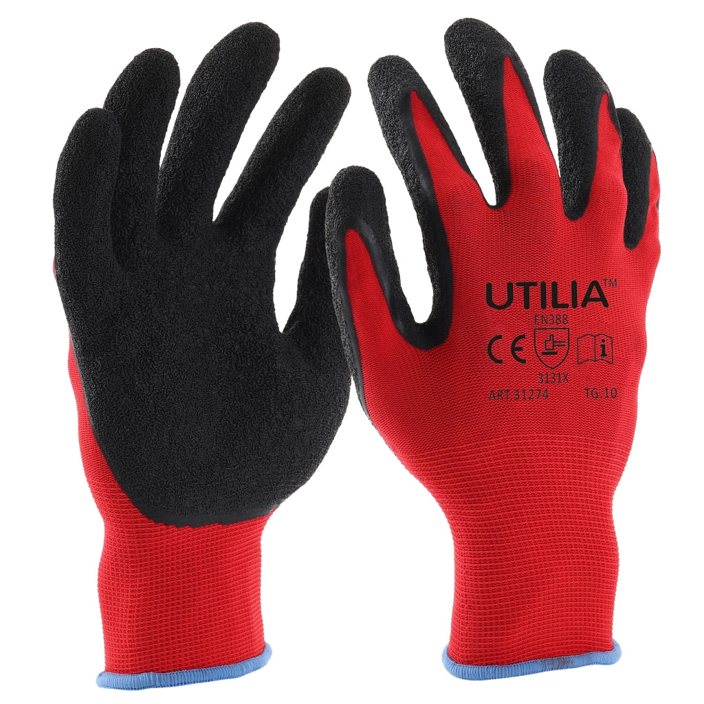 Utilia GUANTI IN LATTICE/NYLON Col. Rosso/nero tg. 8 12.00 paia