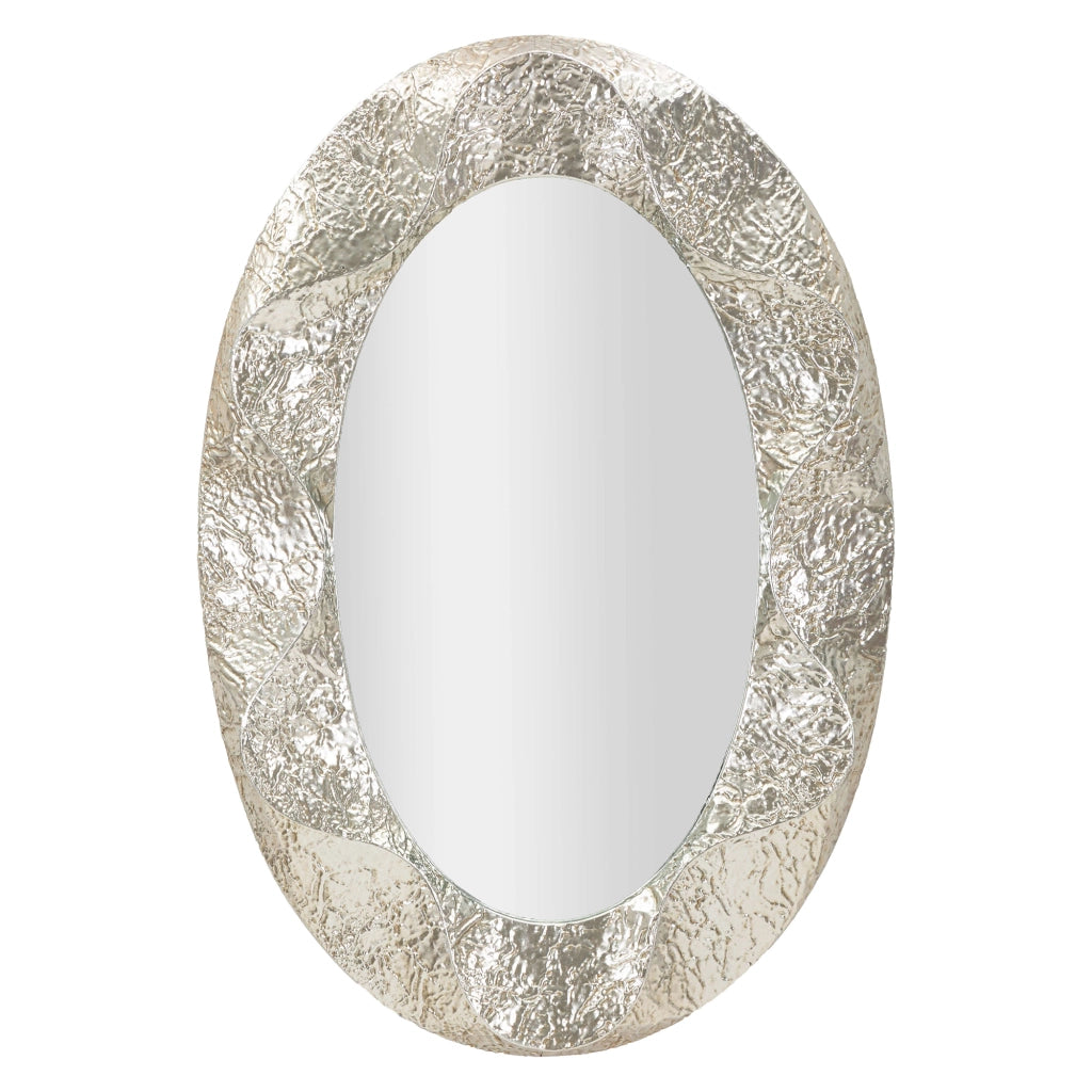 Daga, Specchio Cornice Effetto Materico, 88x128h cm Argento