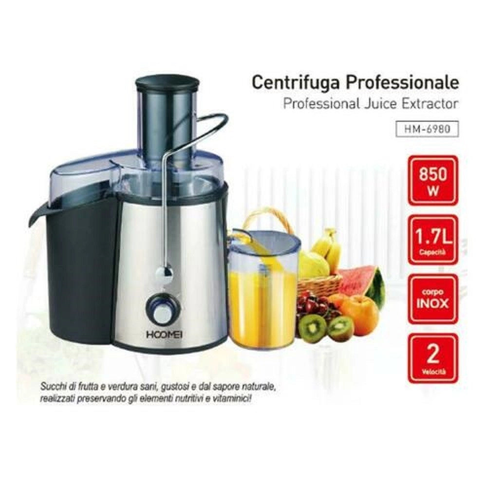 Trade Shop - Centrifuga Estrattore Di Succo Frutta Verdura 850 Watt 1,7 Lt Hoomei Hm-6980 -