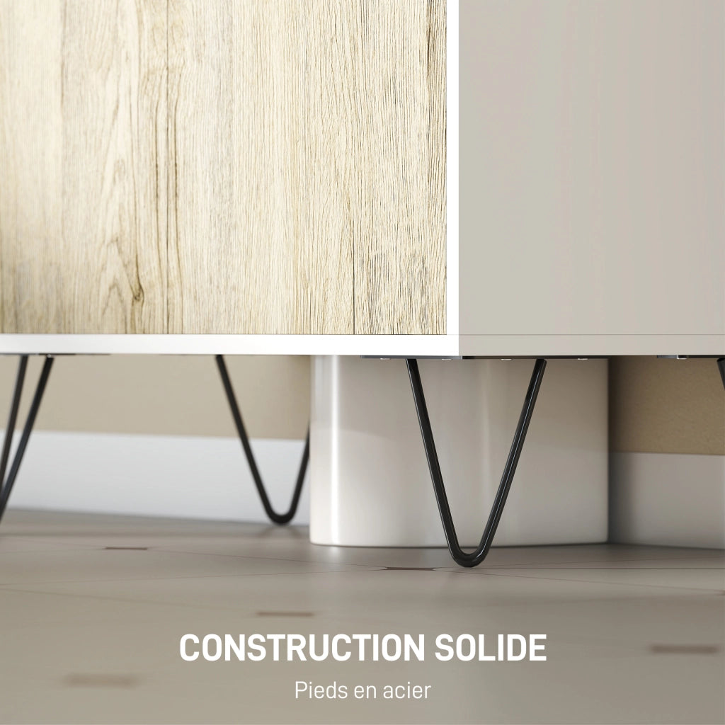 Mobile sottolavabo bagno ¨C Xylo ¨C 2 ante, gambe acciaio, bianco legno naturale, 60x30x60 cm