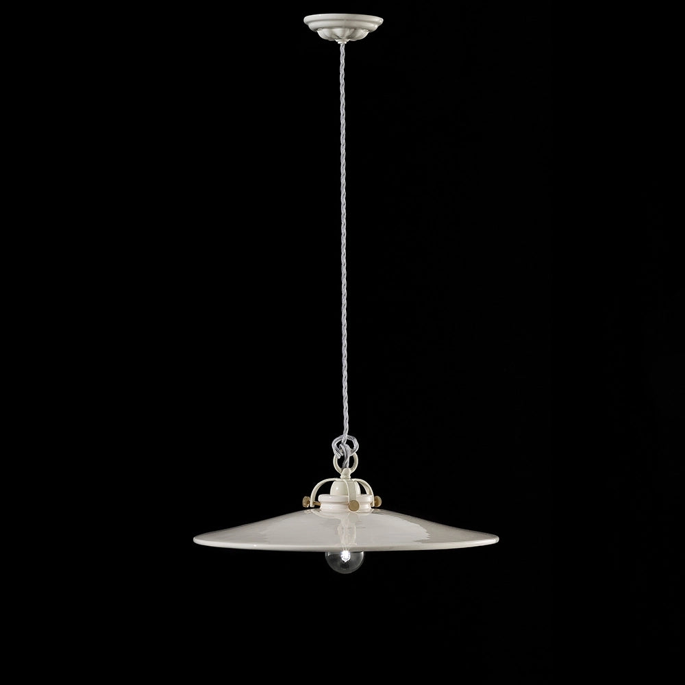 Lampadario Industrial Minimal B&W Metallo Smaltato Bianco 1 Luce E27 42Cm