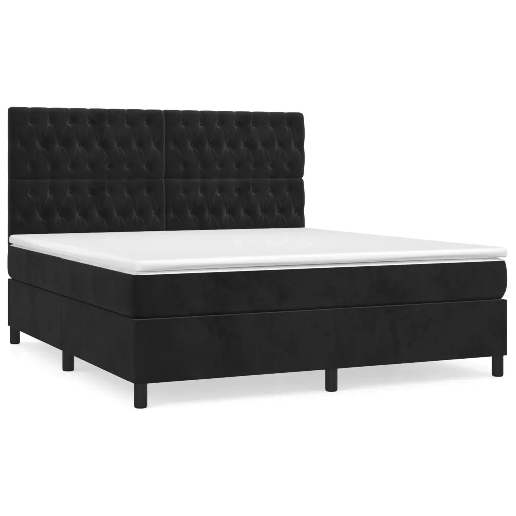 Giroletto a Molle con Materasso Nero 180x200 cm in Velluto 3143219