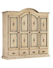 Armadio classico 4 porte avorio anticato filo azzurro legno  234x60x230 (1428) - Mobili 2G