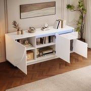 Sideboard bianco 140x40x60 cm con 3 ante; 1 cassetto; LED e ripiani regolabili in MDF