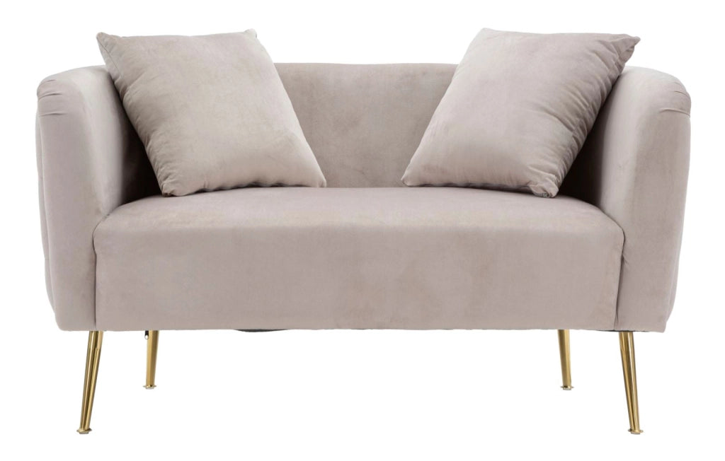 Divanetto Bucarest Grigio 127x74x73 cm Legno e Spugna e Tessuto e Metallo Grigio e Oro