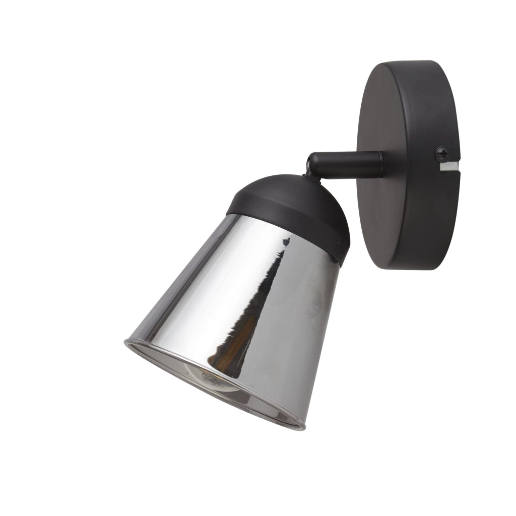 Applique Contemporanea Mega Acciaio Nero Fumè 1 Luce E14