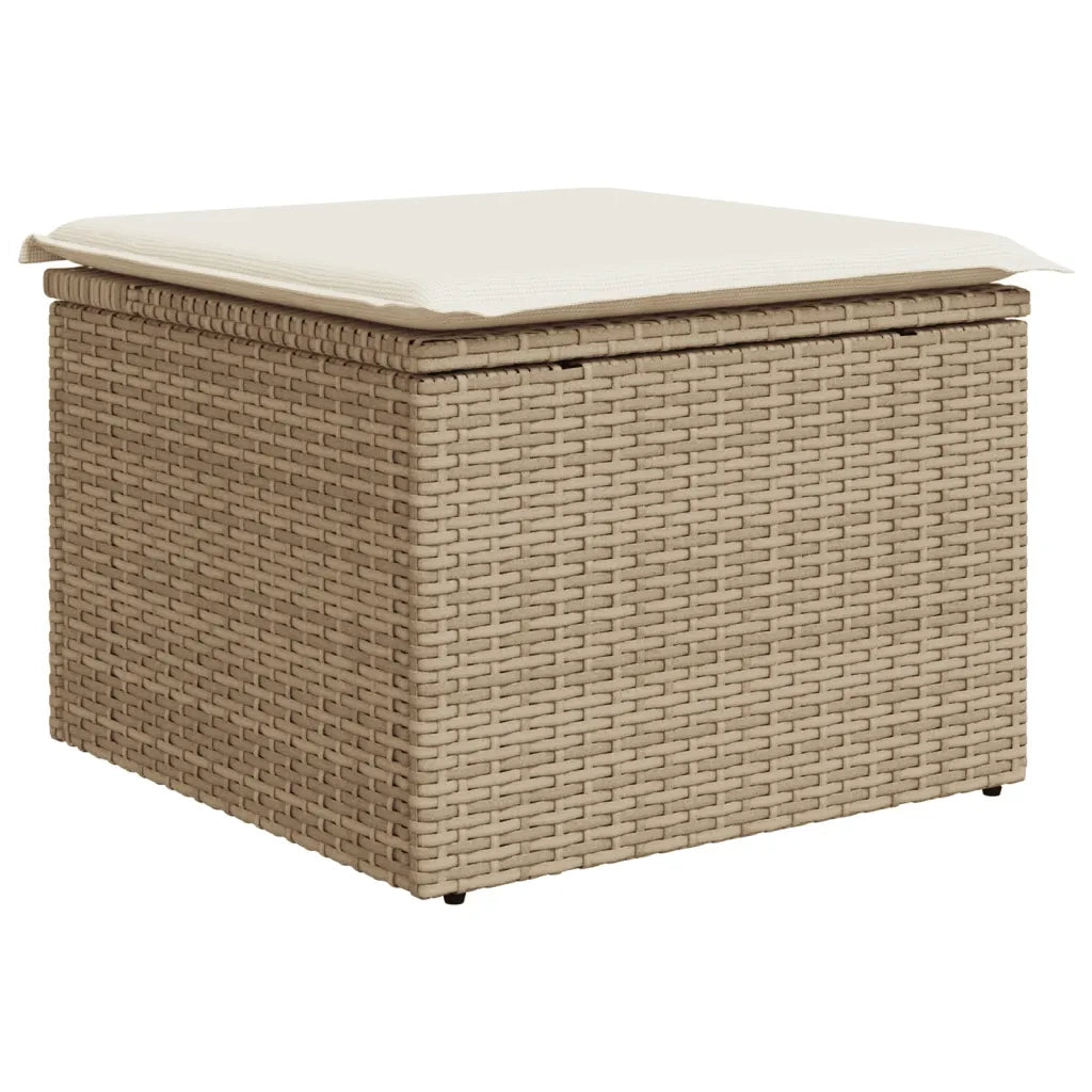 Set Divano da Giardino 5 pz con Cuscini Beige in Polyrattan