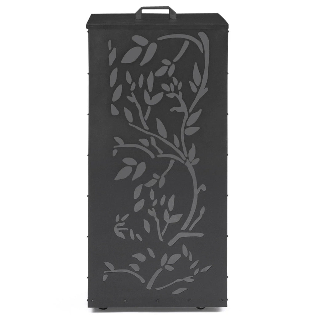 IDMarket - Contenitore per pellet 45 kg nero 36 x 36 x 76 cm - motivo floreale