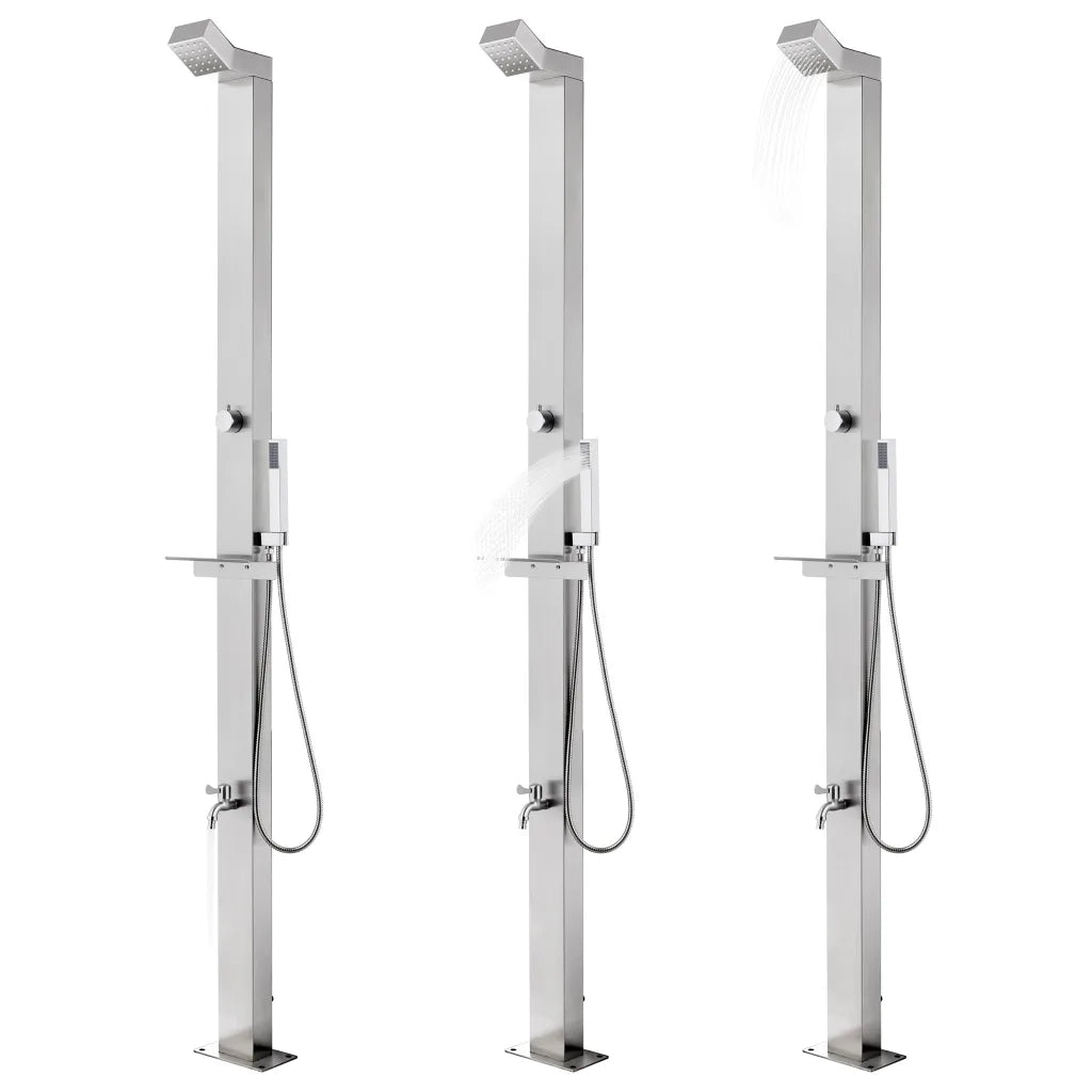 Doccia da Giardino con Base Grigia 225 cm in Acciaio Inox CFW4846117