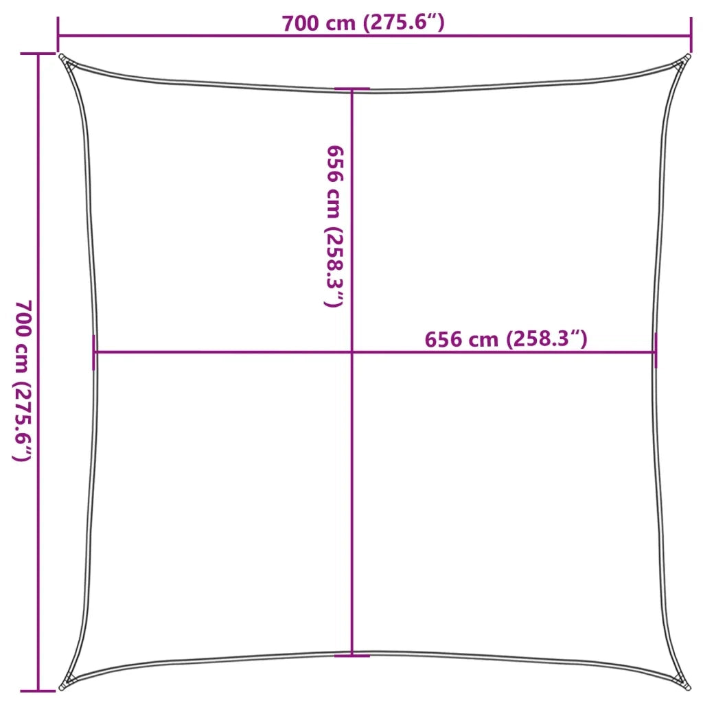 Vela Parasole | Telo Ombra | Vela da ombra Grigio Chiaro 7x7 m 100% Poliestere Oxford