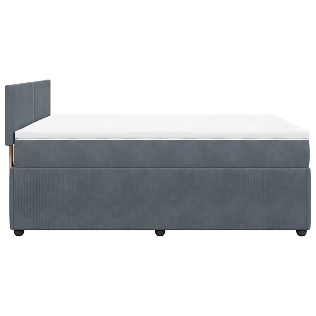 Giroletto a Molle con Materasso Grigio Scuro 140x200 cm Velluto