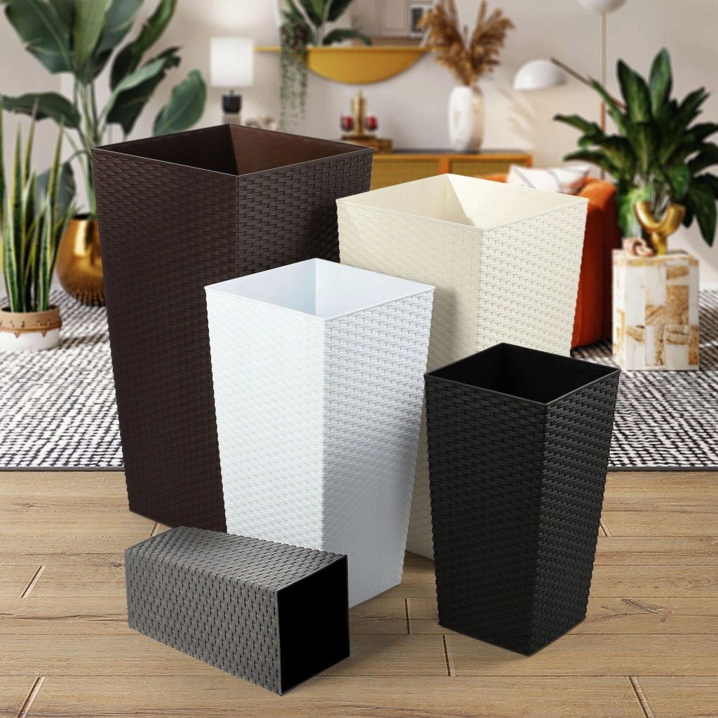 Vaso da giardino KADAX con inserto per fiori, grande e alto, 29x57 cm, bianco.