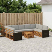 Set di divani da esterno 10 pz Naturale e Grigio Chiaro 3384872