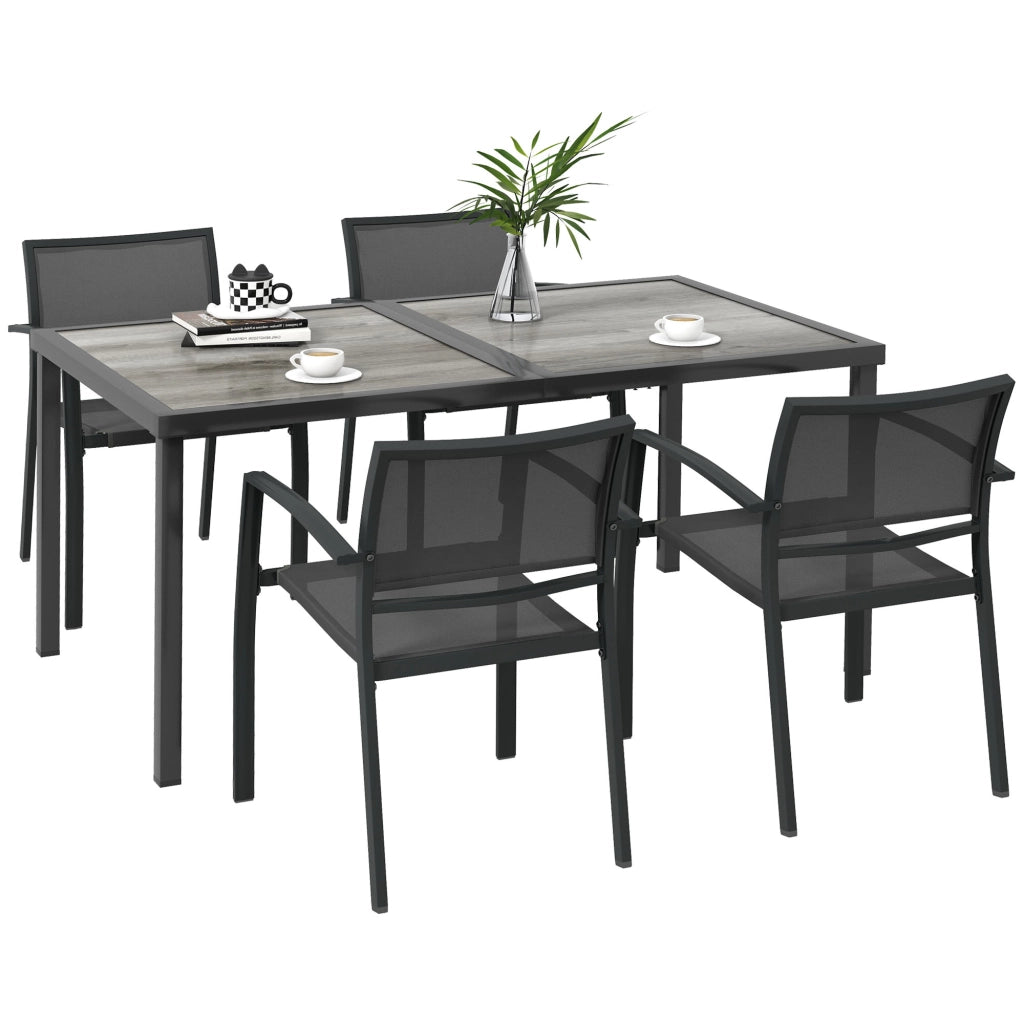 Set tavolo da pranzo con 4 sedie per giardino esterno ¨C Xylo ¨C grigio, 150x87x72 cm