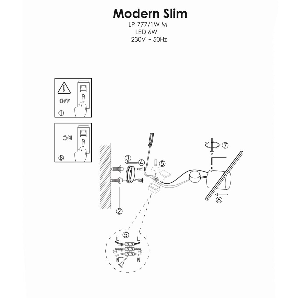 Applique Modern Slim M bianca LED 6W 3000K IP44 Light Prestige