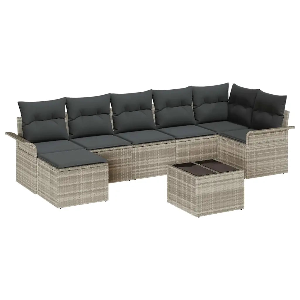 Set Divano da Giardino 8 pcs Grigio chiaro Poly Rattan 3354131