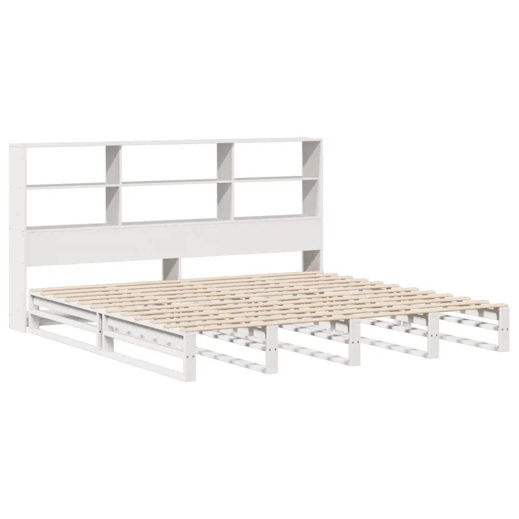 Letto Libreria senza Materasso Bianco 180x200 cm Legno Massello 3323930