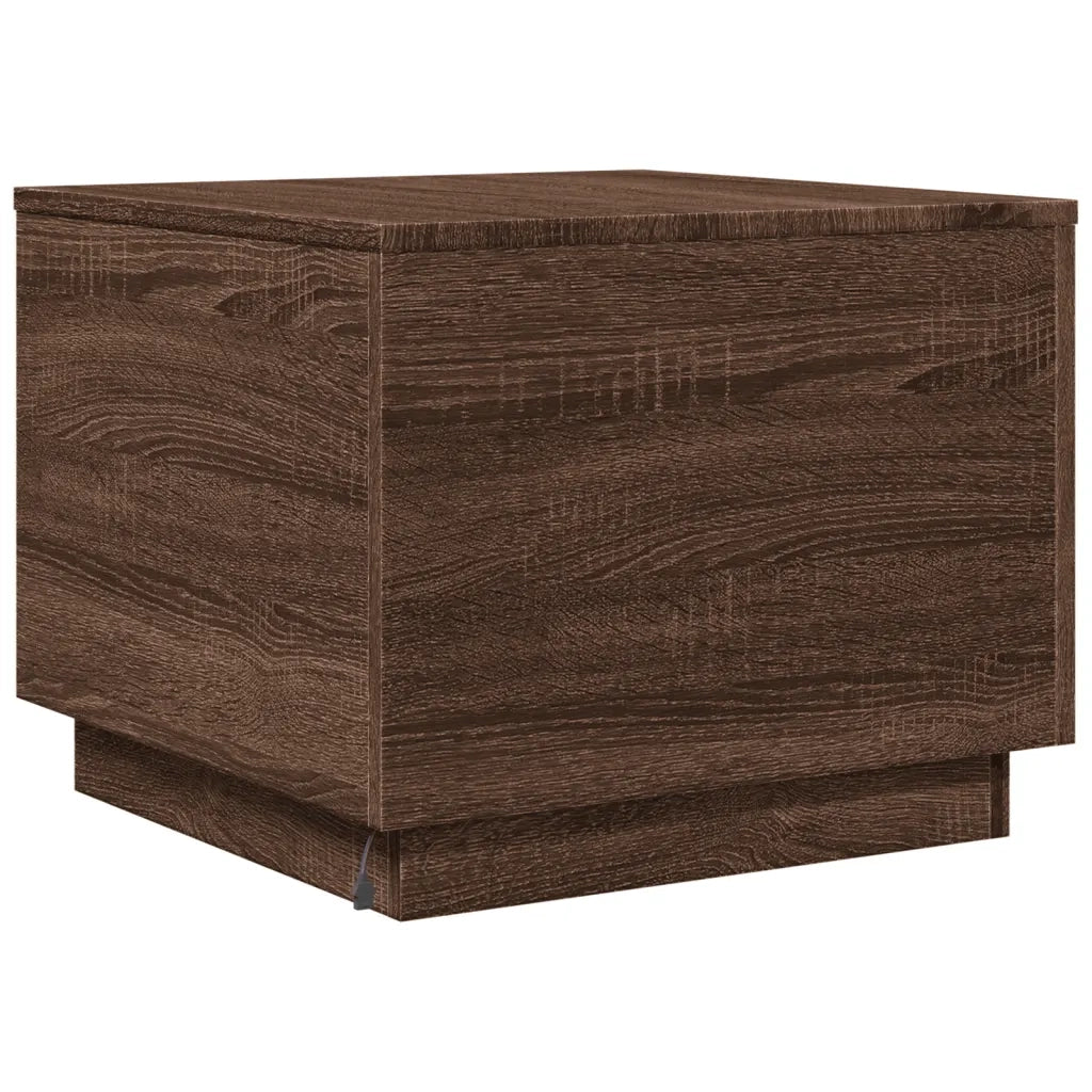 Tavolino da Salotto con Luci LED-Tavolino da soggiorno Rovere Marrone 50x50x40 cm 761553