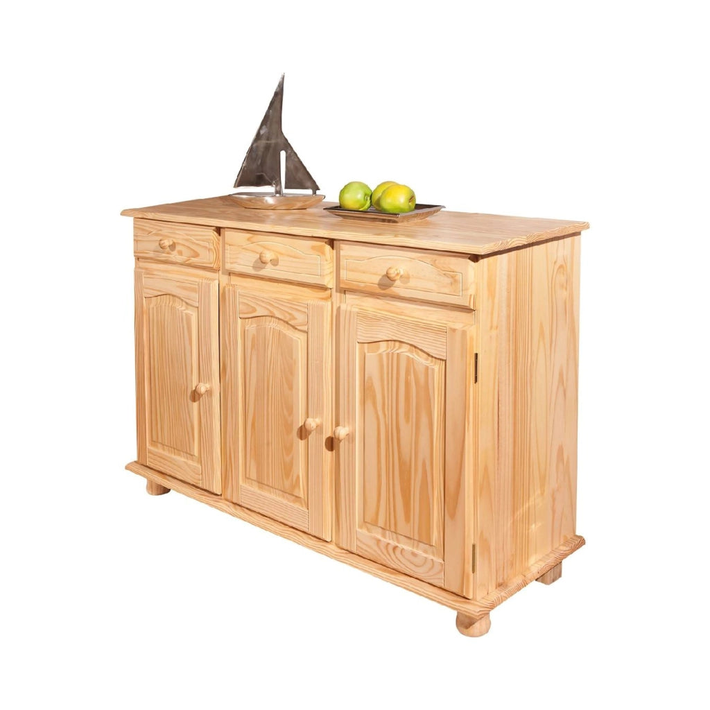 Madia Gragnano, Credenza 3 Cassetti, 130x43x87h cm Marrone Quercia