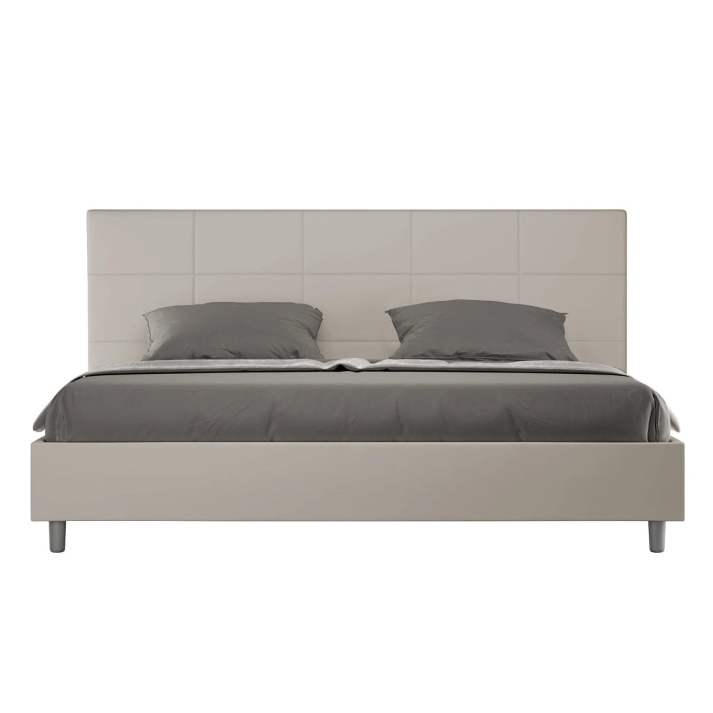 ityhome Letto matrimoniale king size contenitore imbottito 190x200 similpelle tortora Mika