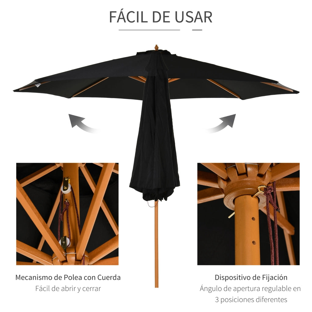 Ombrellone da giardino ?300 cm ¨C Xylo ¨C con sistema a carrucola e palo smontabile, nero