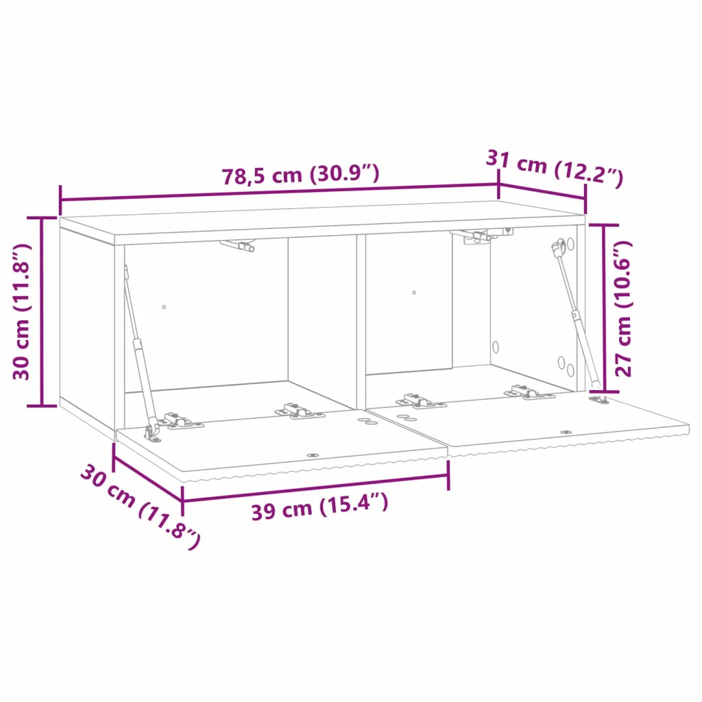 Mobile TV da Muro | Armadietto TV | Mobile Porta TV Nero 78,5 x 31 x 30 cm