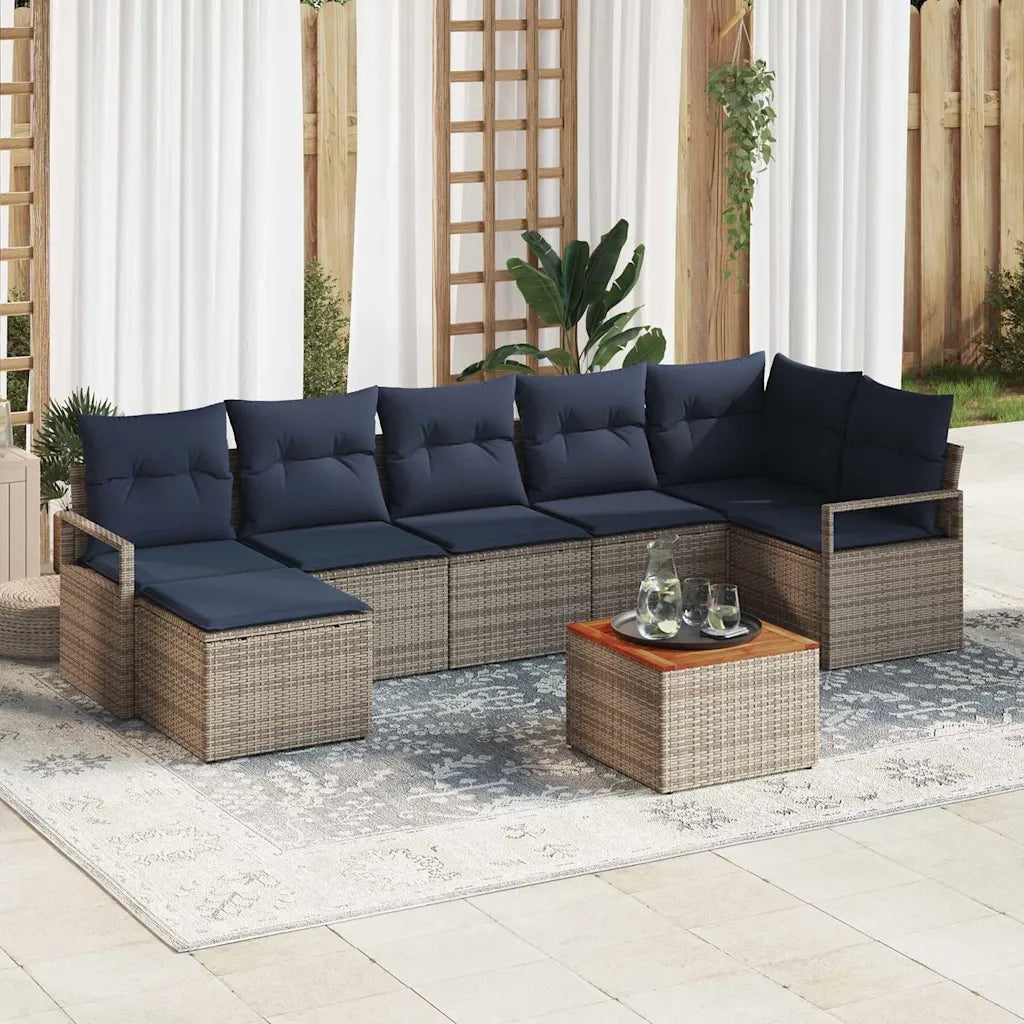 Set Divano da Giardino con cuscino 8 pcs Grigio polyrattan 3347738