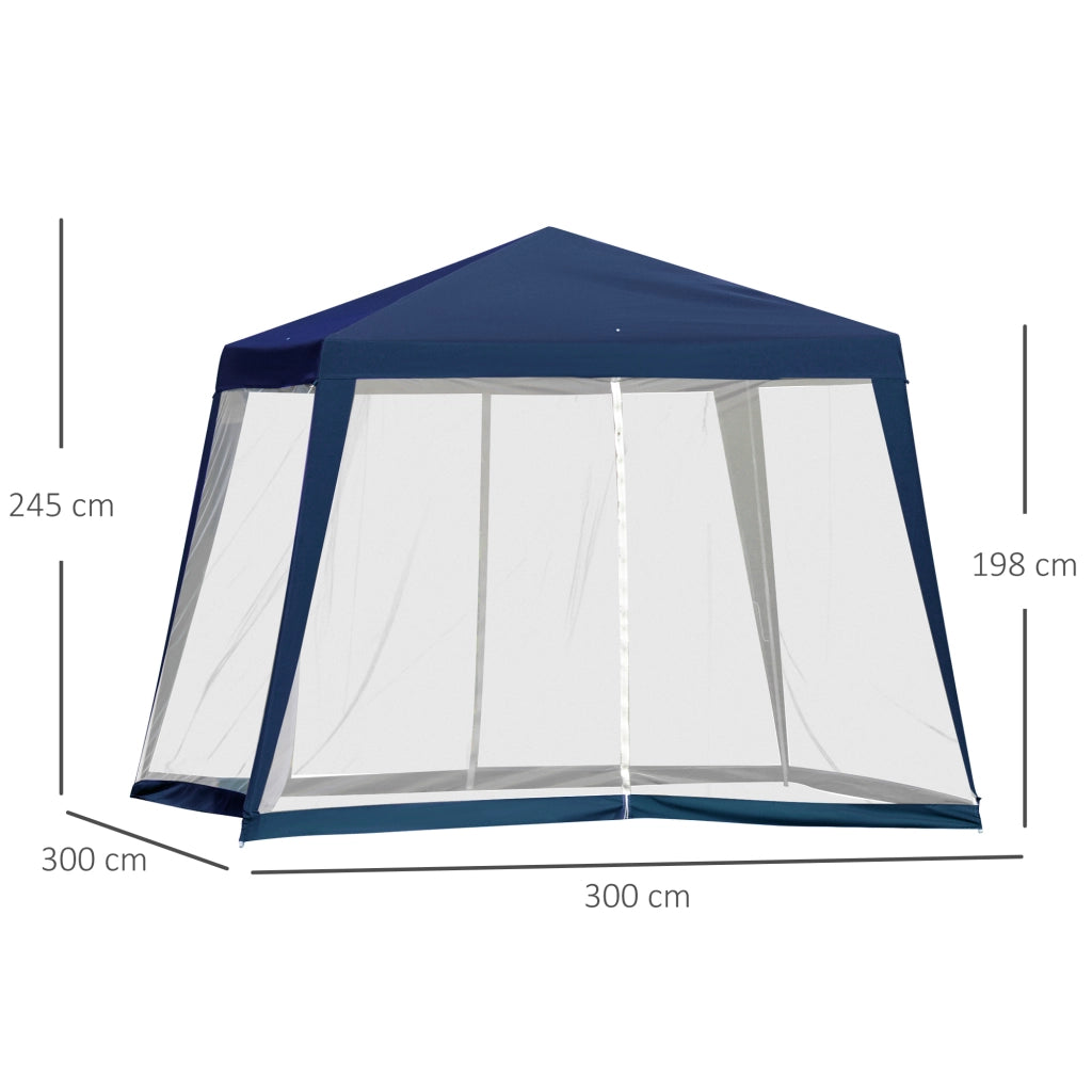 Gazebo da Giardino 3x3 m con 4 Pannelli Laterali Zanzariera Impermeabile Protezione UV ¨C Xylo ¨C Blu