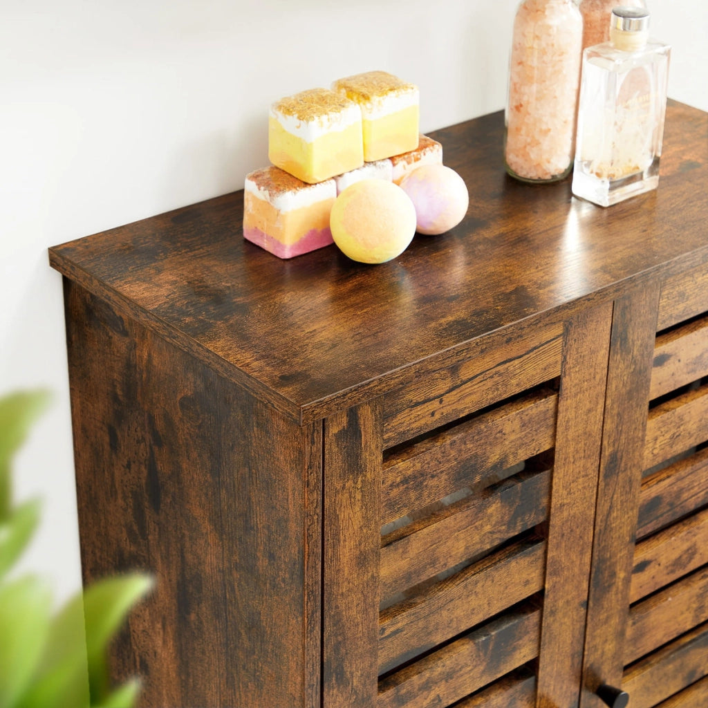 Mobiletto da bagno vintage Oskar in legno marrone rustico